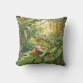 Cute Tree Frog Mama And Froglets Jungle Animals  Kussen (Voorkant)