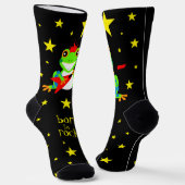 Cute Tree Frogs Rockin' Red Guiters Sokken (Gebogen)
