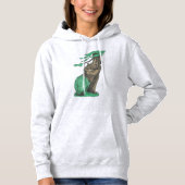 Cute Tree Hugging Beer met Fancy groene Leggings Hoodie (Voorkant)