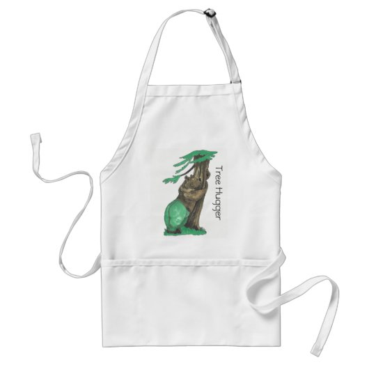 Cute Tree Hugging Beer Wildlife Scene Tree Hugger Standaard Schort (Voorkant)