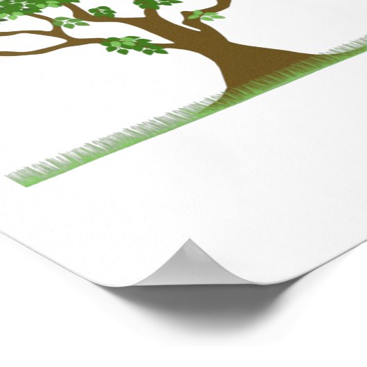 Cute Tree met bladeren Poster (Hoek)