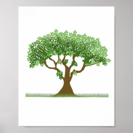 Cute Tree met bladeren Poster