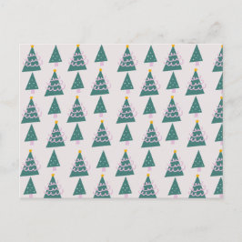 Cute Trees Doodles Pink Green Briefkaart