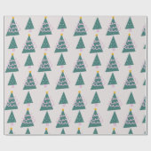 Cute Trees Doodles Pink Green Cadeaupapier (Vlak)