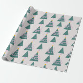 Cute Trees Doodles Pink Green Cadeaupapier (Uitgerold)