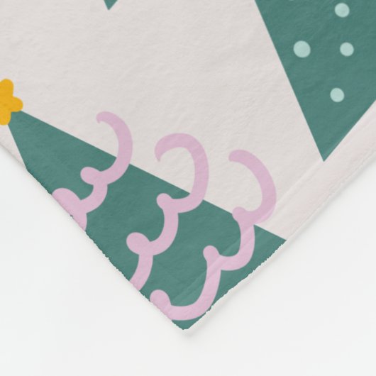 Cute Trees Doodles Pink Green Fleece Deken (Hoek)