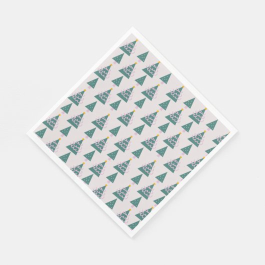 Cute Trees Doodles Pink Green Servet (Hoek)