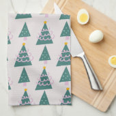 Cute Trees Doodles Pink Green Theedoek (Quarter Fold)