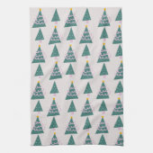 Cute Trees Doodles Pink Green Theedoek (Verticaal)