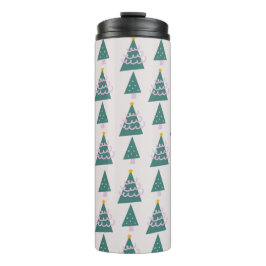 Cute Trees Doodles Pink Green Thermosbeker