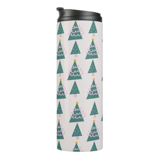 Cute Trees Doodles Pink Green Thermosbeker (Geroteerd rechts)