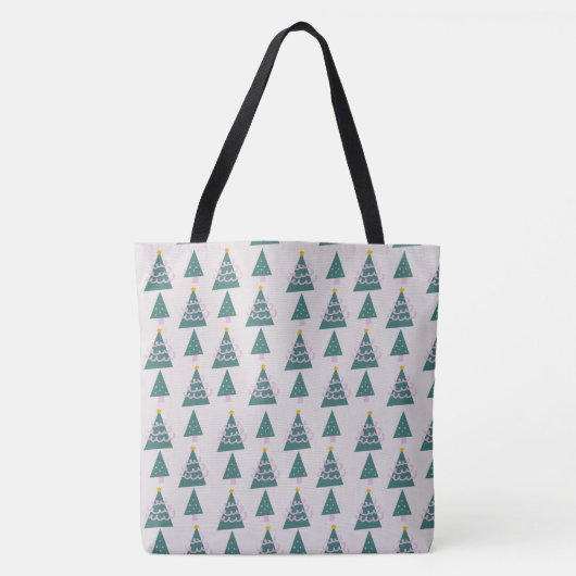Cute Trees Doodles Pink Green Tote Bag (Voorkant)
