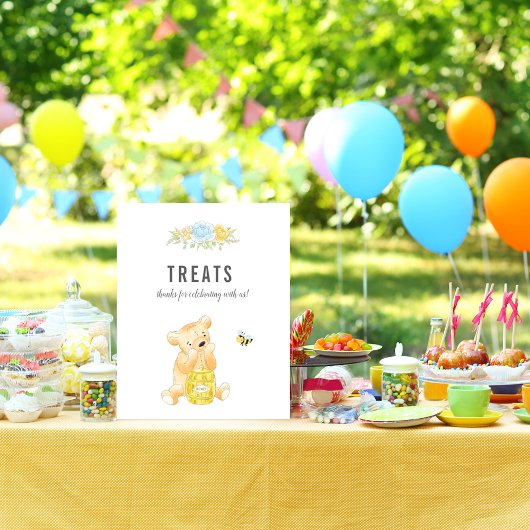 Cute Trees Table Boy Teddy Bear Baby shower Poster