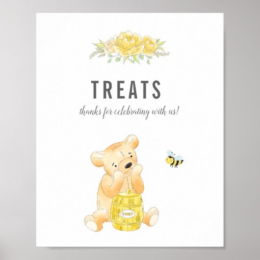 Cute Trees Table Teddy Bear Gender onthullen Poster (Voorkant)