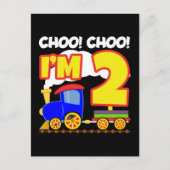 Cute Trein Kleurrijk 2e Verjaardag Choo Choo Ik be Briefkaart (Voorkant)