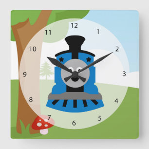 Cute-trein Vierkante Klok