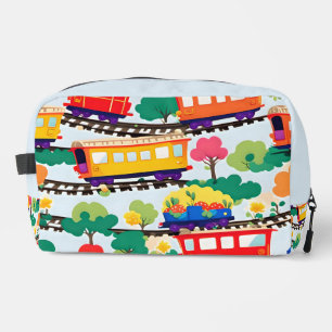 Cute treinen en bomen patroon blauw toilettasje