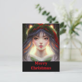Cute Trendy Anime Manga-kerstkaart Feestdagenkaart (Staand voorkant)