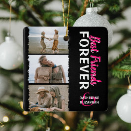 Cute Trendy 'Best Friends Forever' 3 Foto's & Name Keramisch Ornament