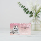 Cute Trendy Blush Pink Glitter Dog Groom Service Visitekaartje (Staand voorkant)