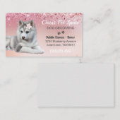 Cute Trendy Blush Pink Glitter Dog Groom Service Visitekaartje (Voorkant / Achterkant)