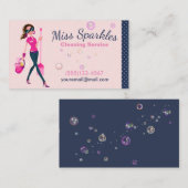 Cute Trendy Cartoon Maid House Cleaning Services Visitekaartje (Voorkant / Achterkant)