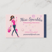 Cute Trendy Cartoon Maid House Cleaning Services Visitekaartje (Voorkant)