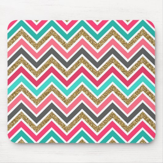 Cute trendy chevron faux glitter zigzagpatroon muismat (Voorkant)