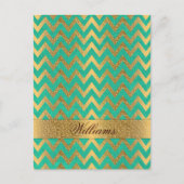 Cute trendy chevron zigzag faux gold glitter briefkaart (Voorkant)