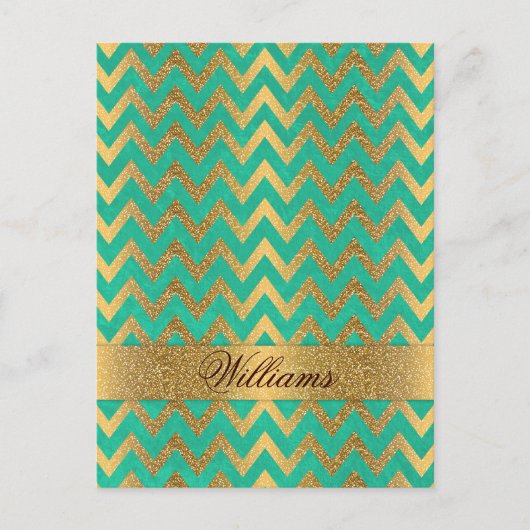 Cute trendy chevron zigzag faux gold glitter briefkaart (Voorkant)