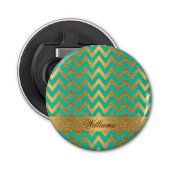 Cute trendy chevron zigzag faux gold glitter button flesopener (Voorkant)