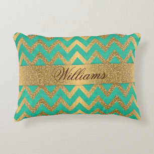 Cute trendy chevron zigzag faux gold glitter decoratief kussen