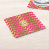Cute trendy chevron zigzag faux gold glitter kartonnen onderzetters (Schuin)