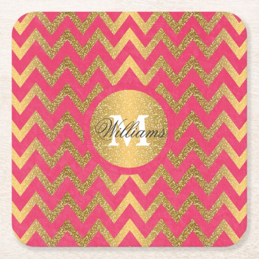 Cute trendy chevron zigzag faux gold glitter kartonnen onderzetters (Voorkant)