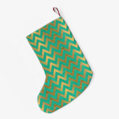 Cute trendy chevron zigzag faux gold glitter kleine kerstsok (Achterkant (Hangend))