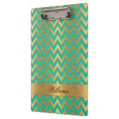 Cute trendy chevron zigzag faux gold glitter klembord (Links)