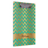 Cute trendy chevron zigzag faux gold glitter klembord (Rechts)
