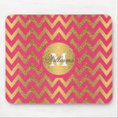 Cute trendy chevron zigzag faux gold glitter muismat (Voorkant)