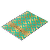 Cute trendy chevron zigzag faux gold glitter notitieboek (Linkerzijde)