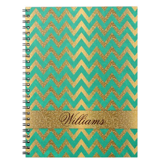 Cute trendy chevron zigzag faux gold glitter notitieboek (Voorkant)