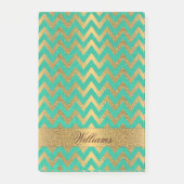 Cute trendy chevron zigzag faux gold glitter post-it® notes (Voorkant)