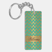 Cute trendy chevron zigzag faux gold glitter sleutelhanger (Voorkant Links)