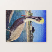 Cute Trendy Coastal Beach Pier Pelican Bird Foto Legpuzzel (Horizontaal)