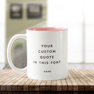 Cute Trendy Custom Text Quote Modern minimalist Tweekleurige Koffiemok
