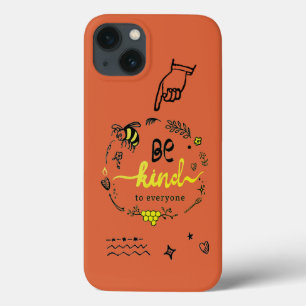 Cute Trendy Doodles Black Gold Bee Oranje Case-Mate iPhone Case