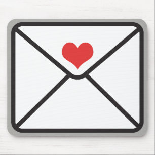 Cute Trendy Envelope Heart Graphic & Grey Muismat