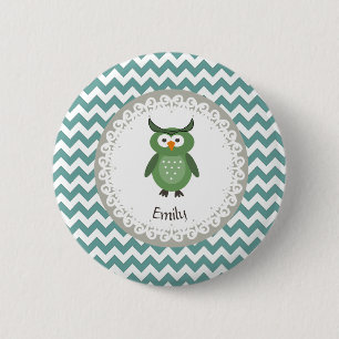 Cute Trendy fancy girly owl gepersonaliseerd Ronde Button 5,7 Cm