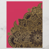 Cute trendy faux gold glitter flower henna flyer (Achterkant)