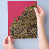 Cute trendy faux gold glitter flower henna flyer (Hand)