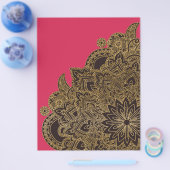 Cute trendy faux gold glitter flower henna flyer (Enkel)